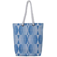 Blue Monochrome Geometric Design Full Print Rope Handle Tote (small) by Nexatart