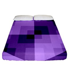 Purple Geometric Cotton Fabric Fitted Sheet (king Size) by Nexatart