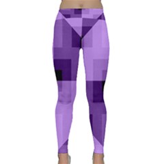 Purple Geometric Cotton Fabric Classic Yoga Leggings by Nexatart