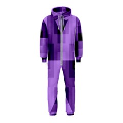 Purple Geometric Cotton Fabric Hooded Jumpsuit (kids) by Nexatart