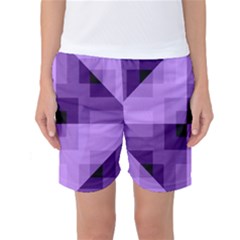 Purple Geometric Cotton Fabric Women s Basketball Shorts by Nexatart