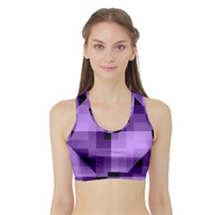 Purple Geometric Cotton Fabric Sports Bra With Border by Nexatart