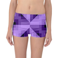 Purple Geometric Cotton Fabric Reversible Boyleg Bikini Bottoms by Nexatart