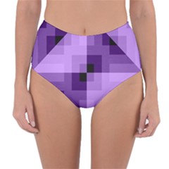 Purple Geometric Cotton Fabric Reversible High-waist Bikini Bottoms by Nexatart