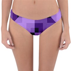 Purple Geometric Cotton Fabric Reversible Hipster Bikini Bottoms by Nexatart