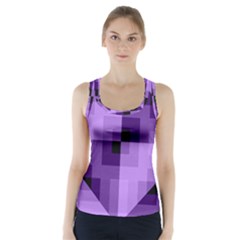 Purple Geometric Cotton Fabric Racer Back Sports Top by Nexatart