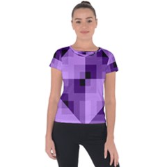 Purple Geometric Cotton Fabric Short Sleeve Sports Top  by Nexatart