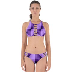 Purple Geometric Cotton Fabric Perfectly Cut Out Bikini Set by Nexatart