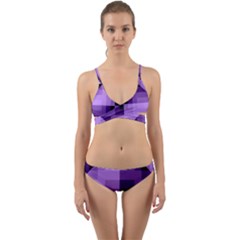 Purple Geometric Cotton Fabric Wrap Around Bikini Set by Nexatart