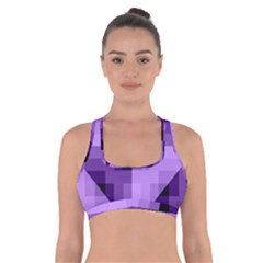 Purple Geometric Cotton Fabric Cross Back Sports Bra by Nexatart