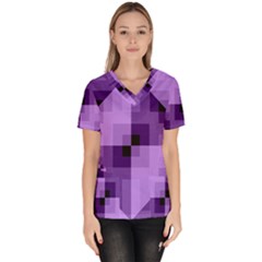 Purple Geometric Cotton Fabric Scrub Top by Nexatart