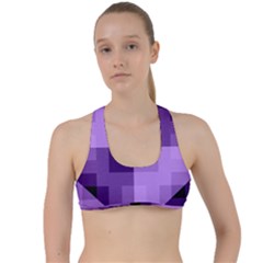 Purple Geometric Cotton Fabric Criss Cross Racerback Sports Bra by Nexatart