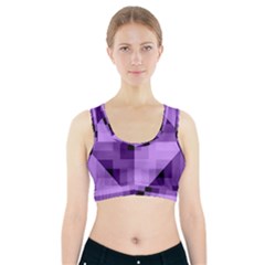 Purple Geometric Cotton Fabric Sports Bra With Pocket by Nexatart