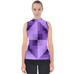 Purple Geometric Cotton Fabric Shell Top by Nexatart