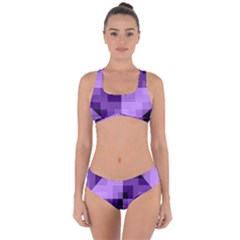 Purple Geometric Cotton Fabric Criss Cross Bikini Set by Nexatart