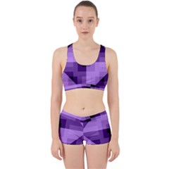 Purple Geometric Cotton Fabric Work It Out Sports Bra Set by Nexatart