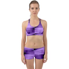 Purple Geometric Cotton Fabric Back Web Sports Bra Set by Nexatart