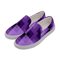 Purple Geometric Cotton Fabric Women s Canvas Slip Ons by Nexatart