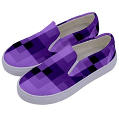 Purple Geometric Cotton Fabric Kids  Canvas Slip Ons by Nexatart