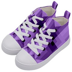 Purple Geometric Cotton Fabric Kid s Mid-top Canvas Sneakers by Nexatart