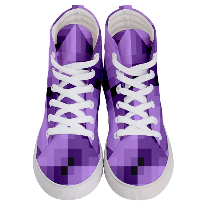 Purple Geometric Cotton Fabric Women s Hi-Top Skate Sneakers