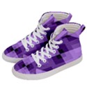 Purple Geometric Cotton Fabric Women s Hi-Top Skate Sneakers View2