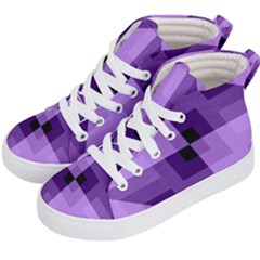 Purple Geometric Cotton Fabric Kid s Hi-top Skate Sneakers by Nexatart