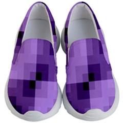 Purple Geometric Cotton Fabric Kid s Lightweight Slip Ons by Nexatart