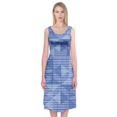 Texture Wood Slats Geometric Aztec Midi Sleeveless Dress