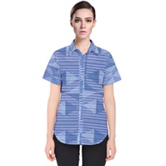 Texture Wood Slats Geometric Aztec Women s Short Sleeve Shirt