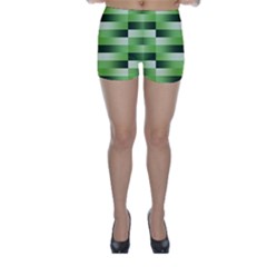 Pinstripes Green Shapes Shades Skinny Shorts by Nexatart