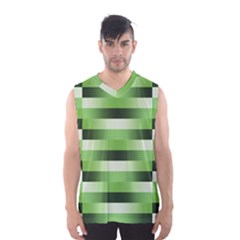 Pinstripes Green Shapes Shades Men s Basketball Tank Top by Nexatart