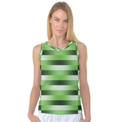 Pinstripes Green Shapes Shades Women s Basketball Tank Top by Nexatart