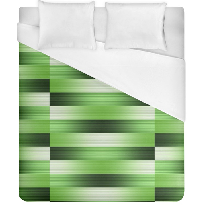 Pinstripes Green Shapes Shades Duvet Cover (California King Size)