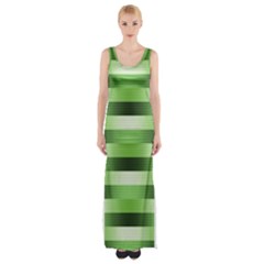 Pinstripes Green Shapes Shades Maxi Thigh Split Dress by Nexatart