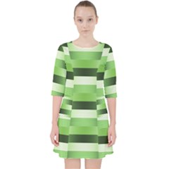 Pinstripes Green Shapes Shades Pocket Dress by Nexatart