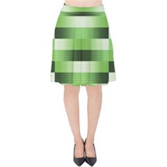 Pinstripes Green Shapes Shades Velvet High Waist Skirt by Nexatart