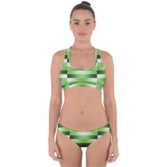 Pinstripes Green Shapes Shades Cross Back Hipster Bikini Set by Nexatart