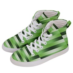 Pinstripes Green Shapes Shades Women s Hi-top Skate Sneakers by Nexatart