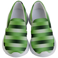 Pinstripes Green Shapes Shades Kid s Lightweight Slip Ons by Nexatart