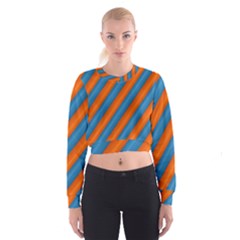 Diagonal Stripes Striped Lines Cropped Sweatshirt by Nexatart