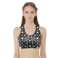 Black And White Geometric Pattern Sports Bra With Border by dflcprints