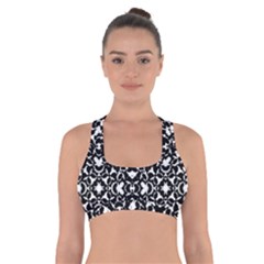 Black And White Geometric Pattern Cross Back Sports Bra by dflcprints