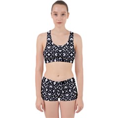 Black And White Geometric Pattern Work It Out Sports Bra Set by dflcprints