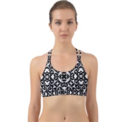 Black And White Geometric Pattern Back Web Sports Bra by dflcprints