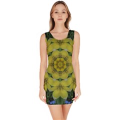 Fantasy Plumeria Decorative Real And Mandala Bodycon Dress by pepitasart