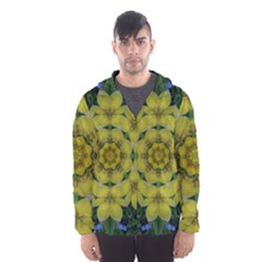 Fantasy Plumeria Decorative Real And Mandala Hooded Wind Breaker (men) by pepitasart