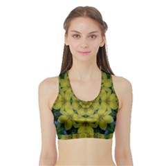 Fantasy Plumeria Decorative Real And Mandala Sports Bra With Border by pepitasart