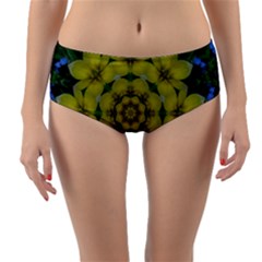 Fantasy Plumeria Decorative Real And Mandala Reversible Mid-waist Bikini Bottoms by pepitasart