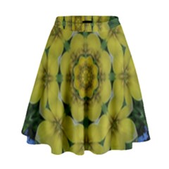 Fantasy Plumeria Decorative Real And Mandala High Waist Skirt by pepitasart